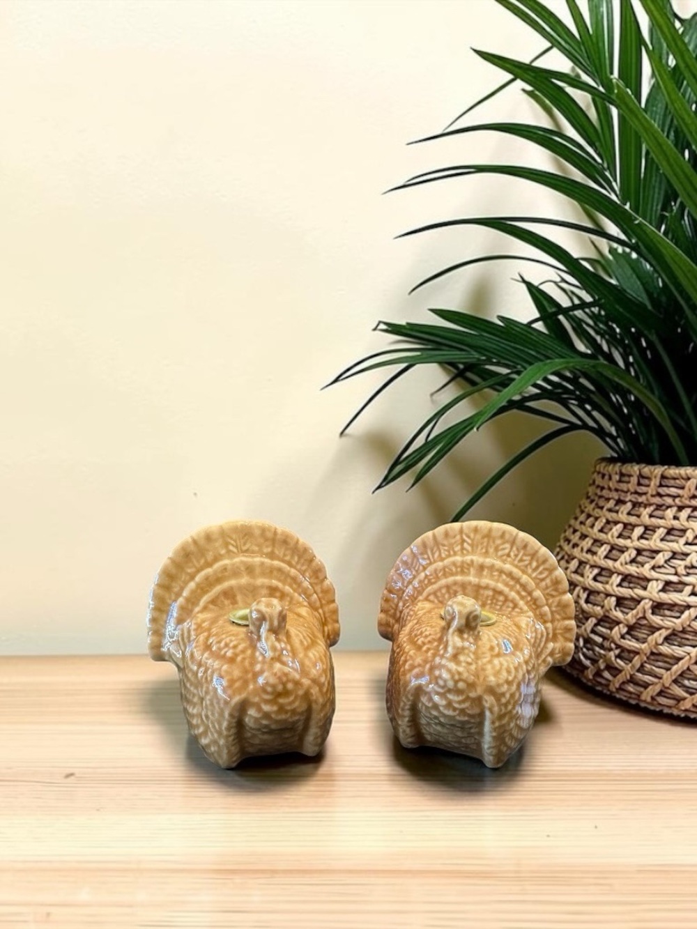HMK Turkey Ceramic Candlestick Holders Set of 2 Thanksgiving Decor
